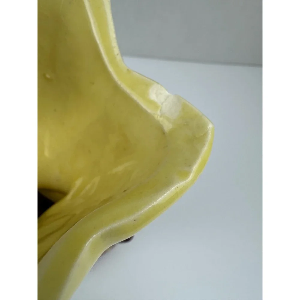 Vintage McCoy Yellow Tulip Ceramic Vase Mid Century Art Pottery Floral Planter